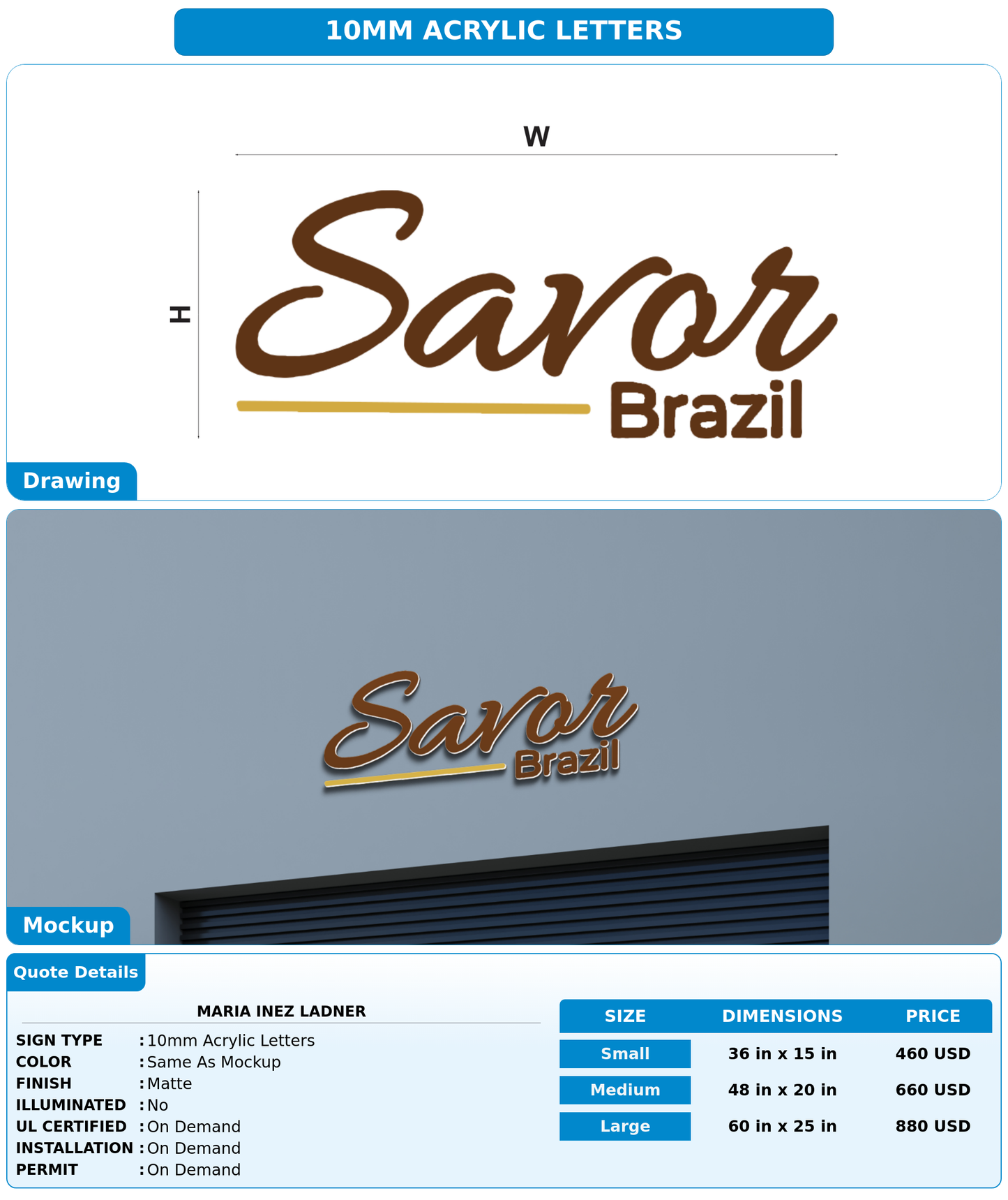 CUSTOM MOCKUP SIGN FOR Maria inez Ladner