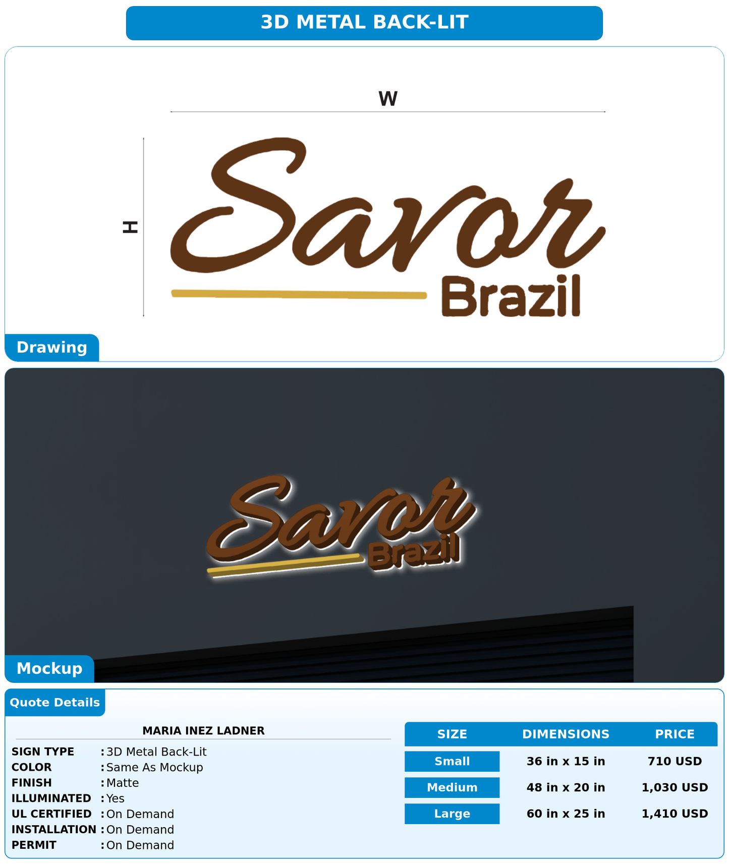 CUSTOM MOCKUP SIGN FOR Maria inez Ladner