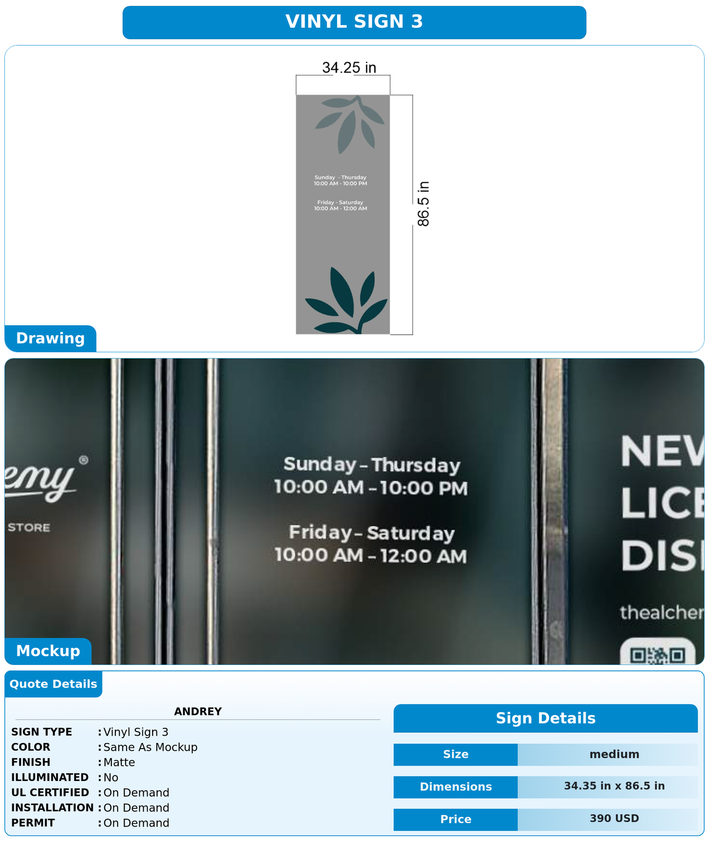CUSTOM MOCKUP SIGN FOR Andrey