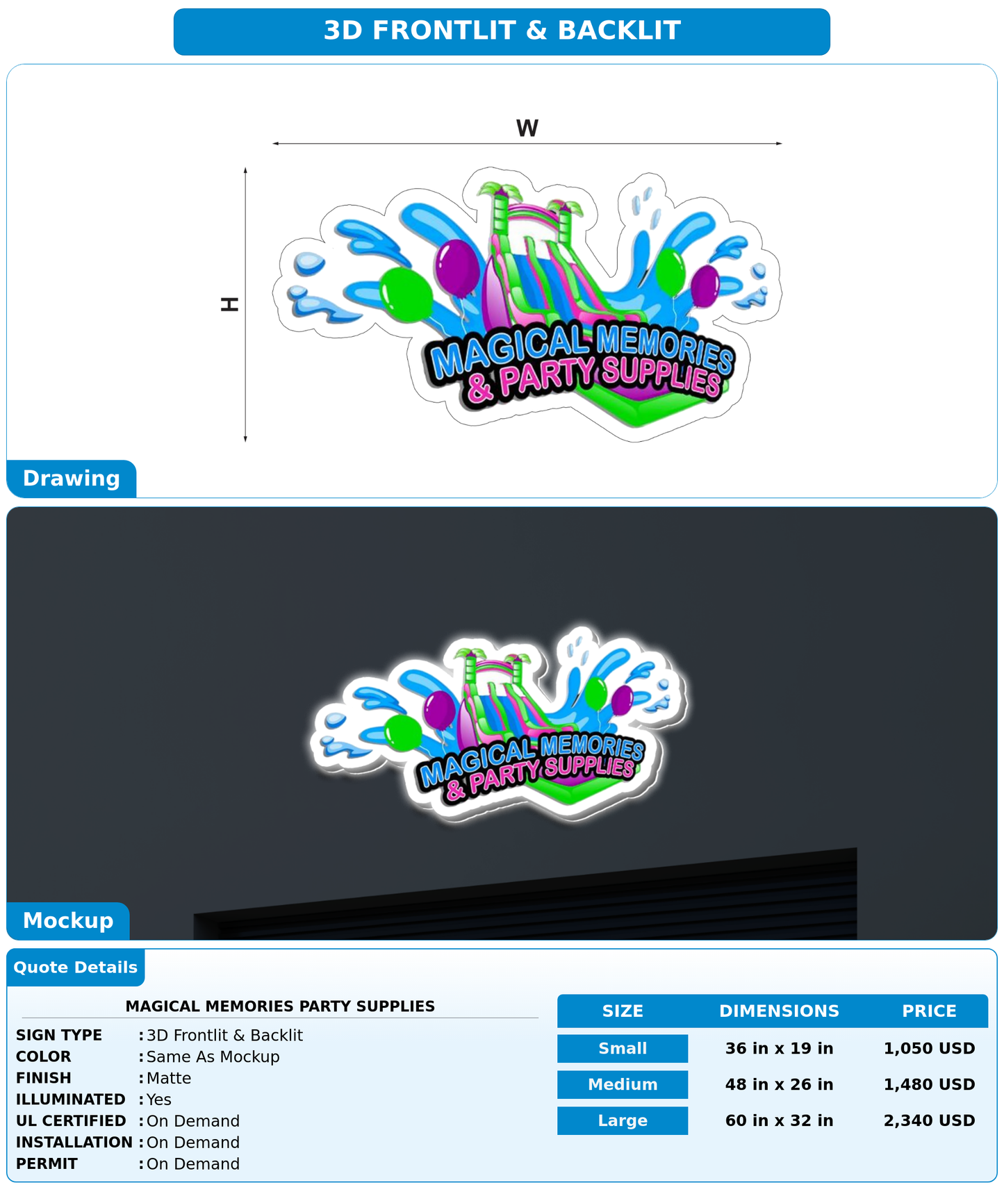 CUSTOM MOCKUP SIGN FOR magical memories party supplies