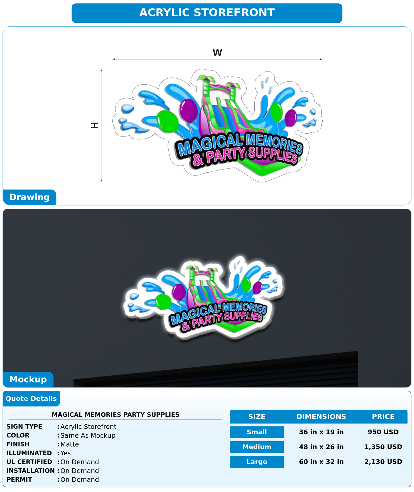 CUSTOM MOCKUP SIGN FOR magical memories party supplies