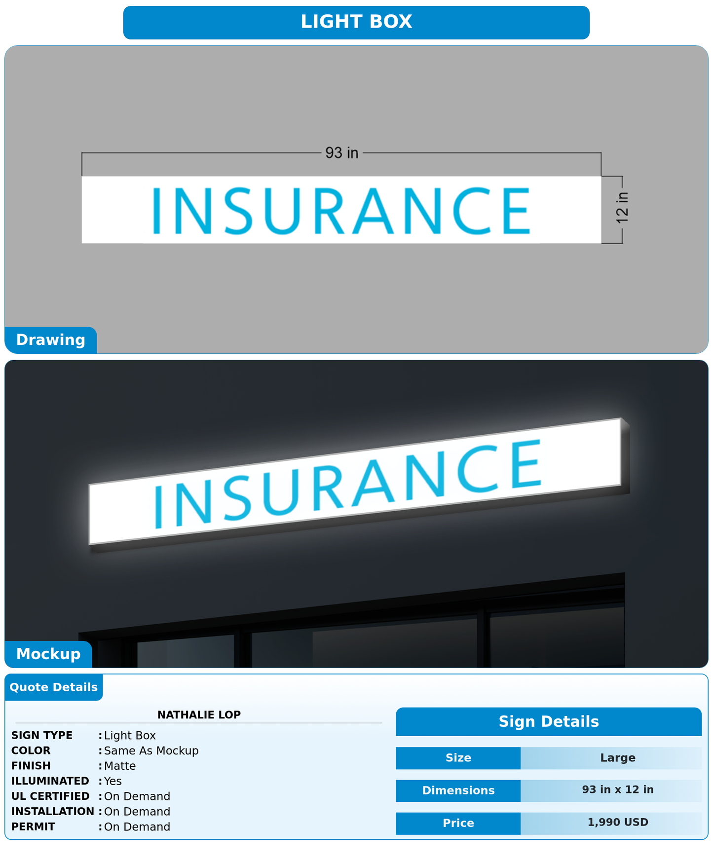 CUSTOM MOCKUP SIGN FOR NATHALIE LOP