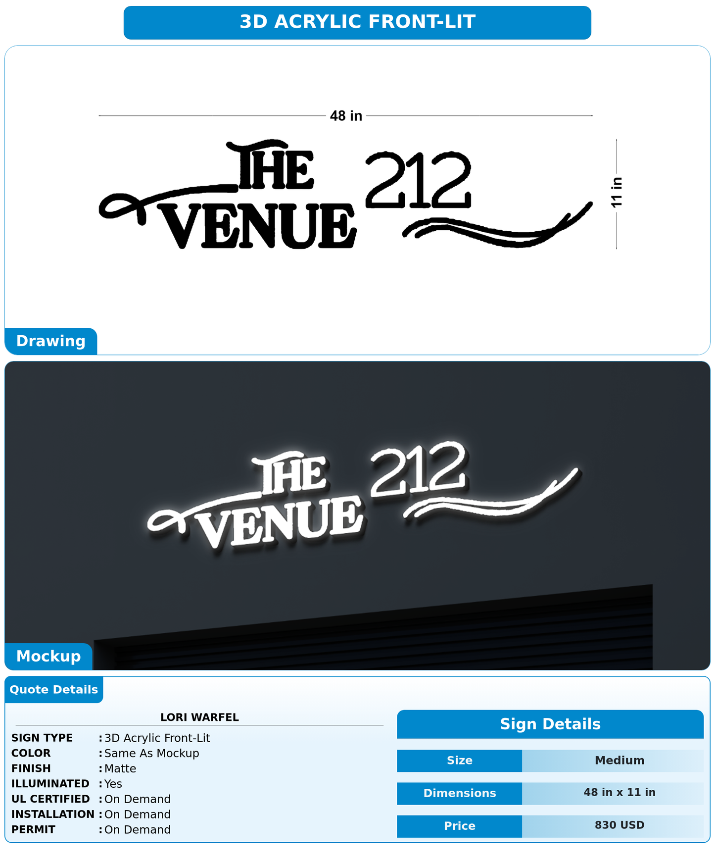 CUSTOM MOCKUP SIGN FOR Lori Warfel