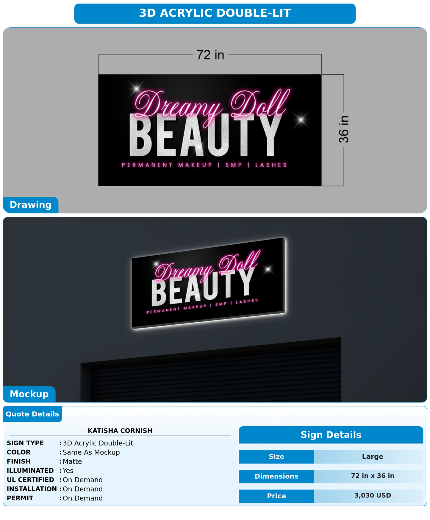 CUSTOM MOCKUP SIGN FOR Katisha Cornish