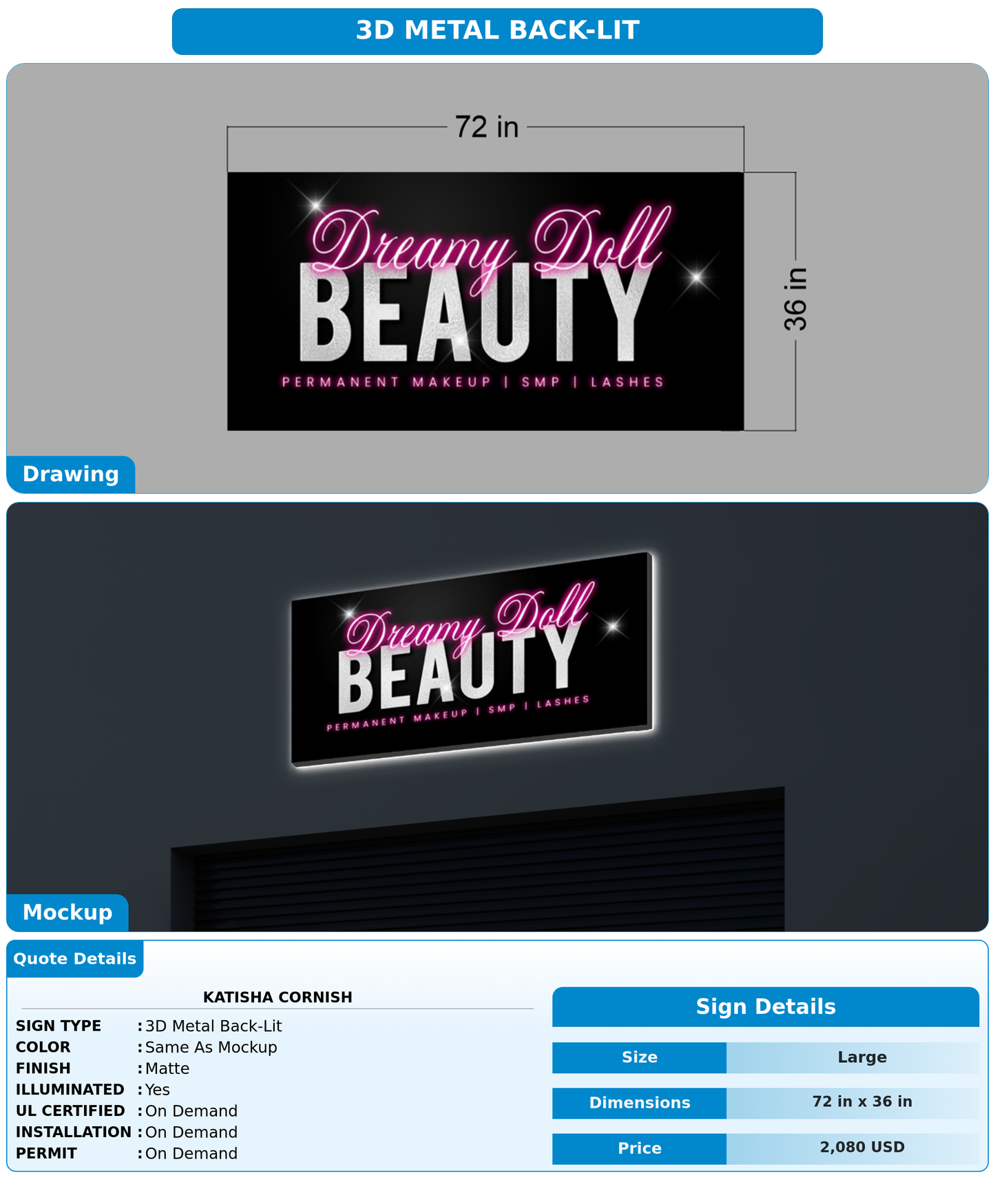 CUSTOM MOCKUP SIGN FOR Katisha Cornish