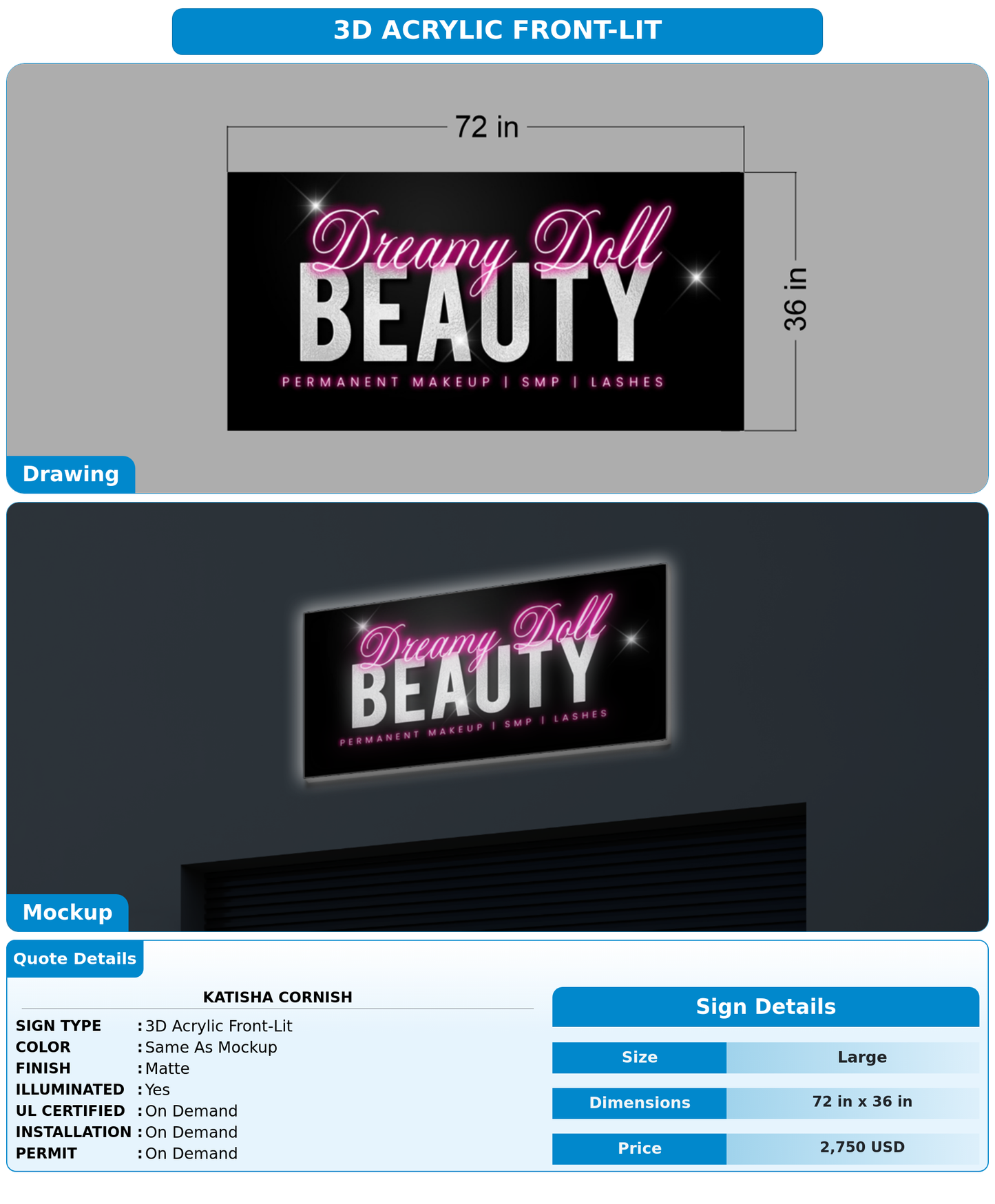 CUSTOM MOCKUP SIGN FOR Katisha Cornish