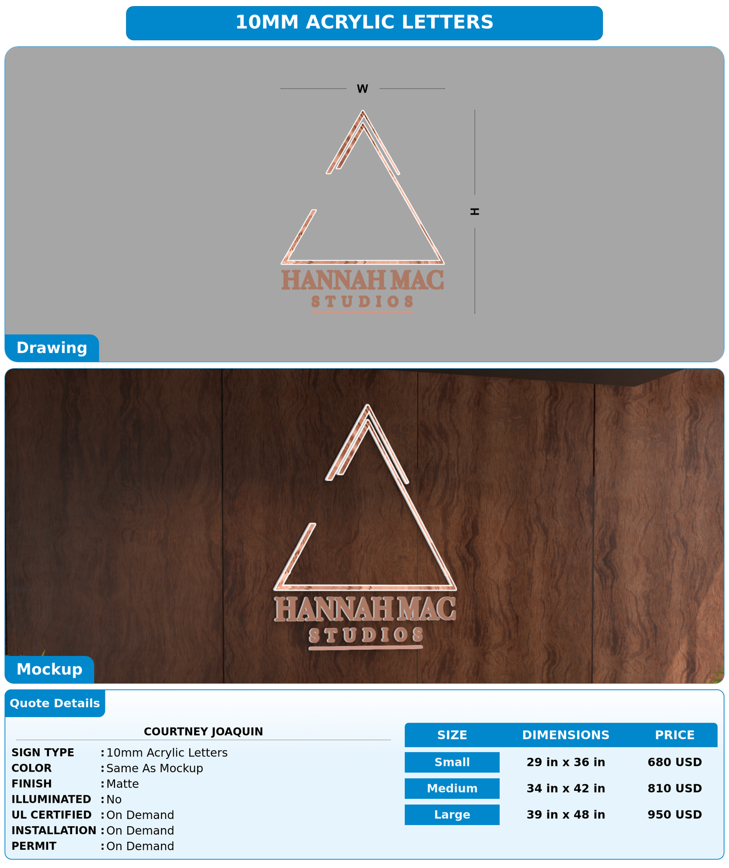 CUSTOM MOCKUP SIGN FOR Courtney Joaquin