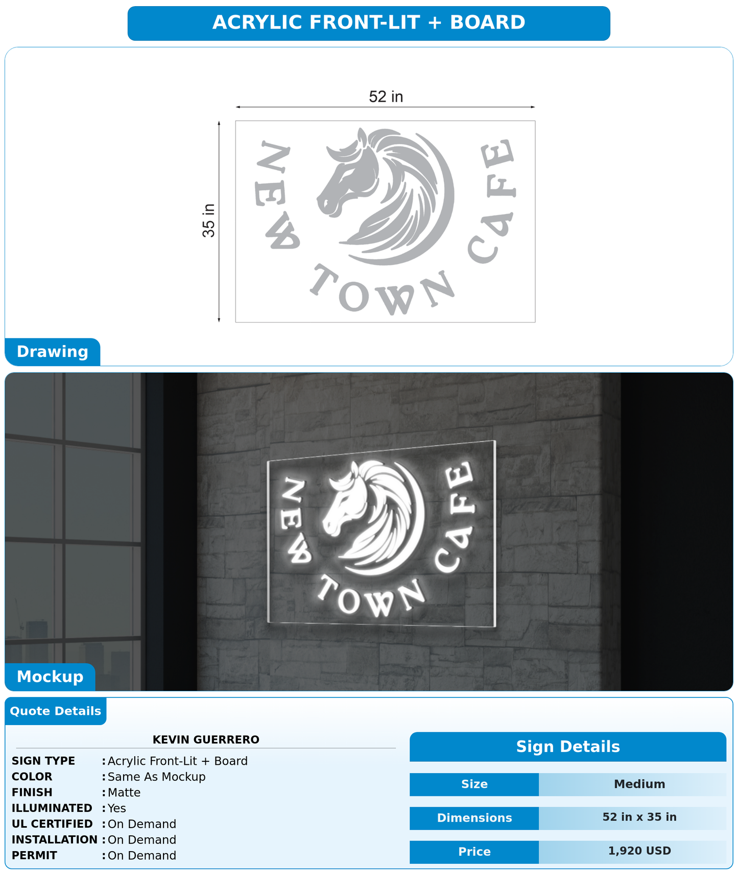 CUSTOM MOCKUP SIGN FOR KEVIN GUERRERO