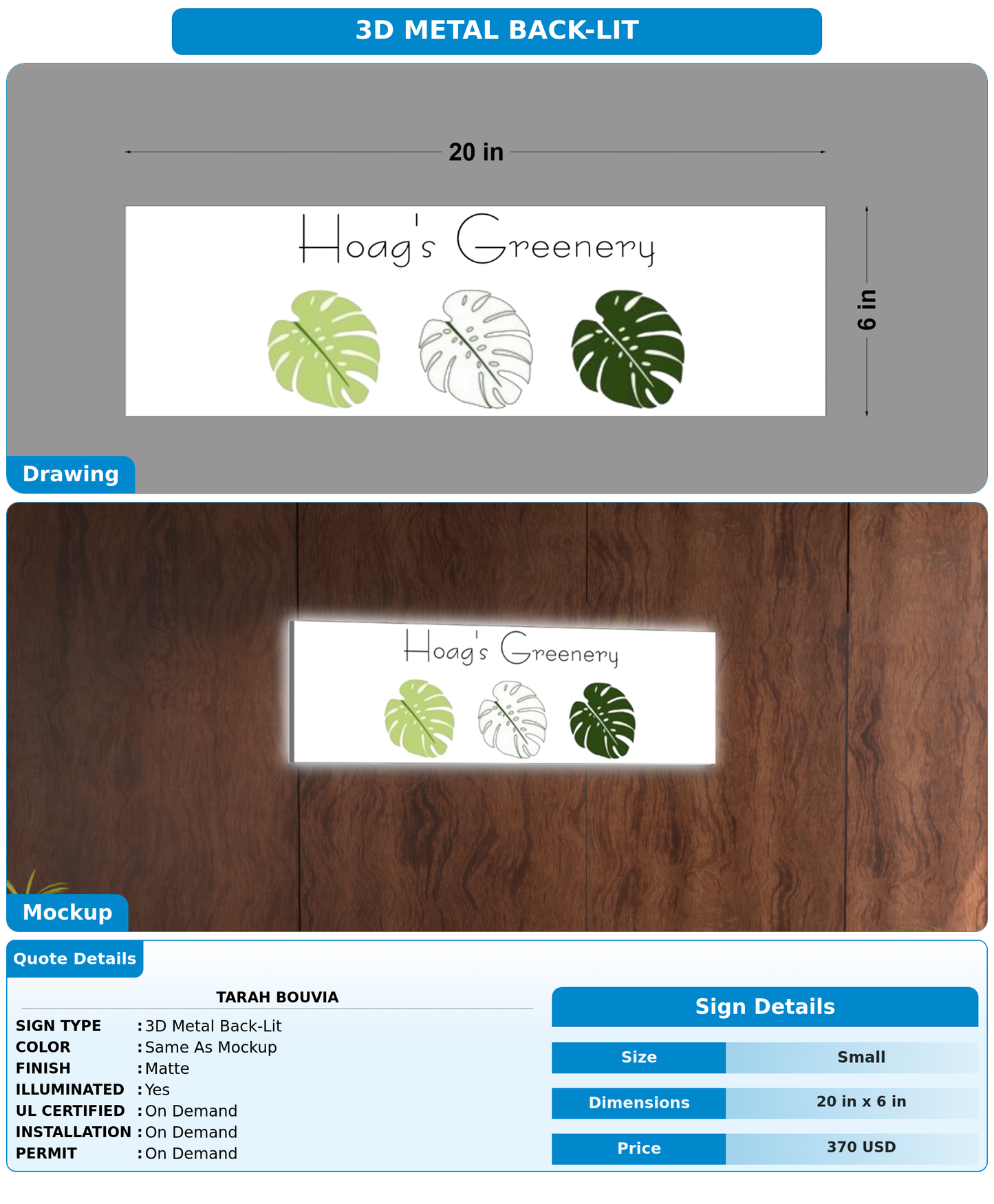 CUSTOM MOCKUP SIGN FOR Tarah Bouvia