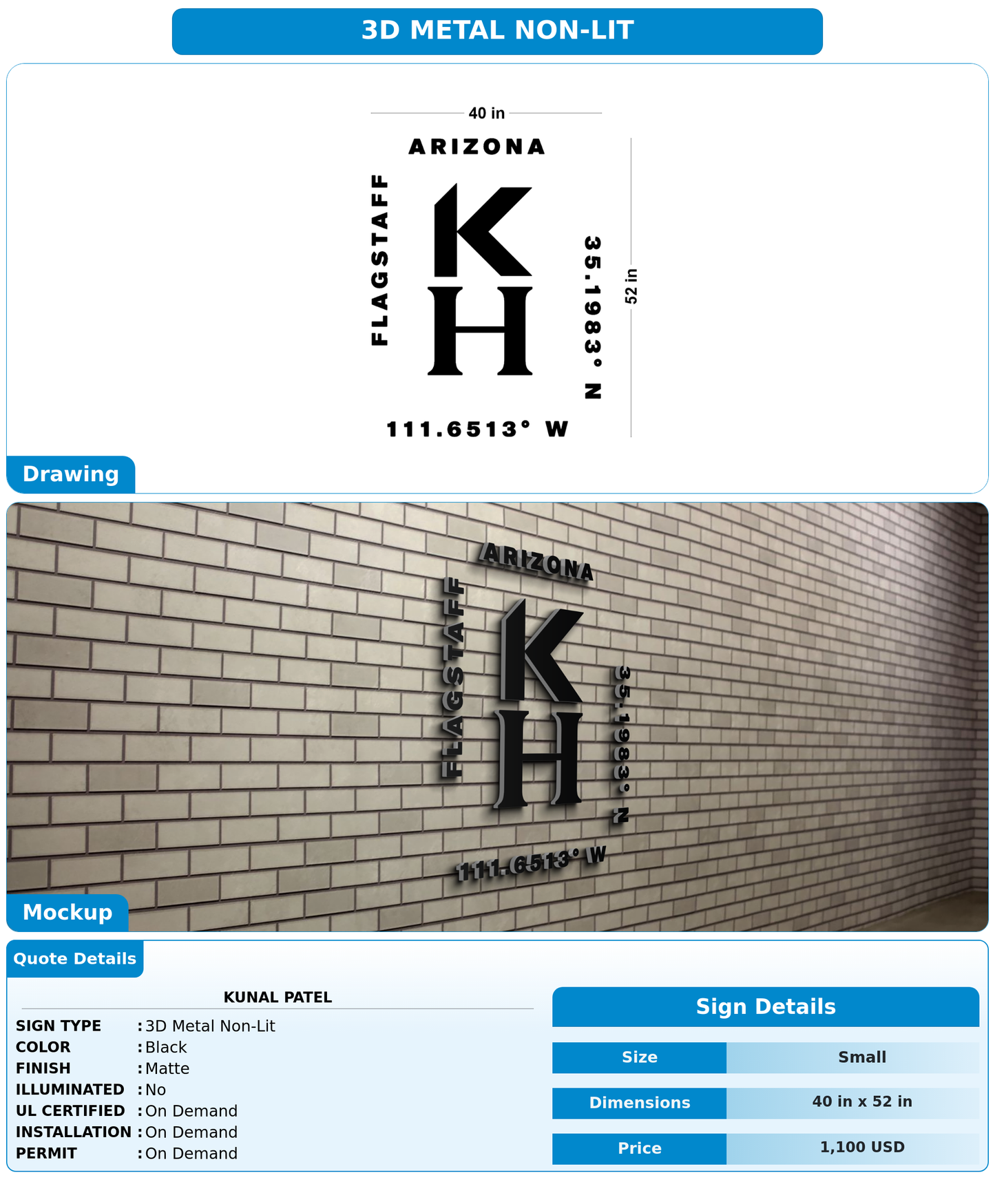 CUSTOM MOCKUP SIGN FOR Kunal Patel
