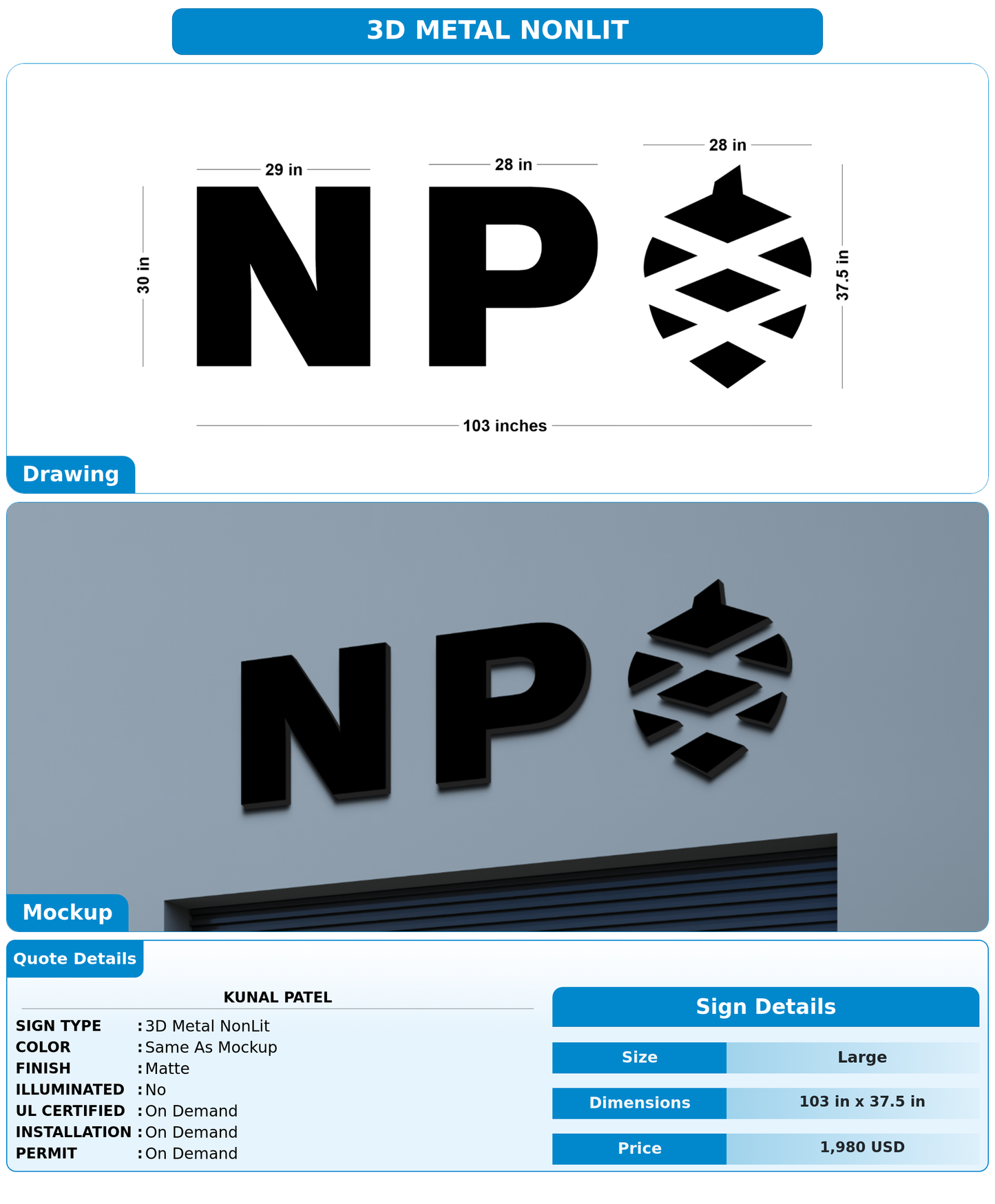 CUSTOM MOCKUP SIGN FOR Kunal Patel