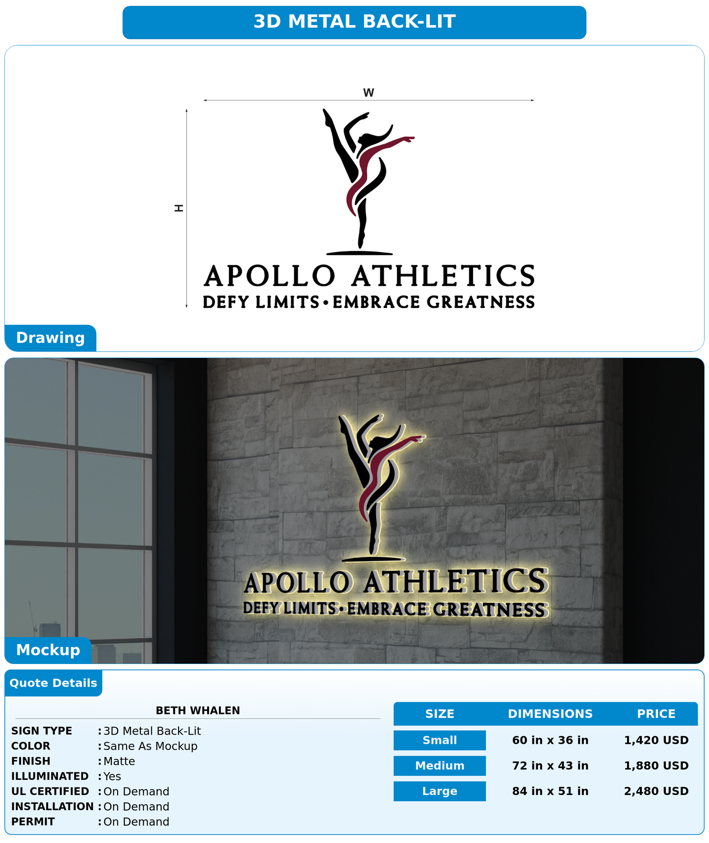 CUSTOM MOCKUP SIGN FOR Beth Whalen