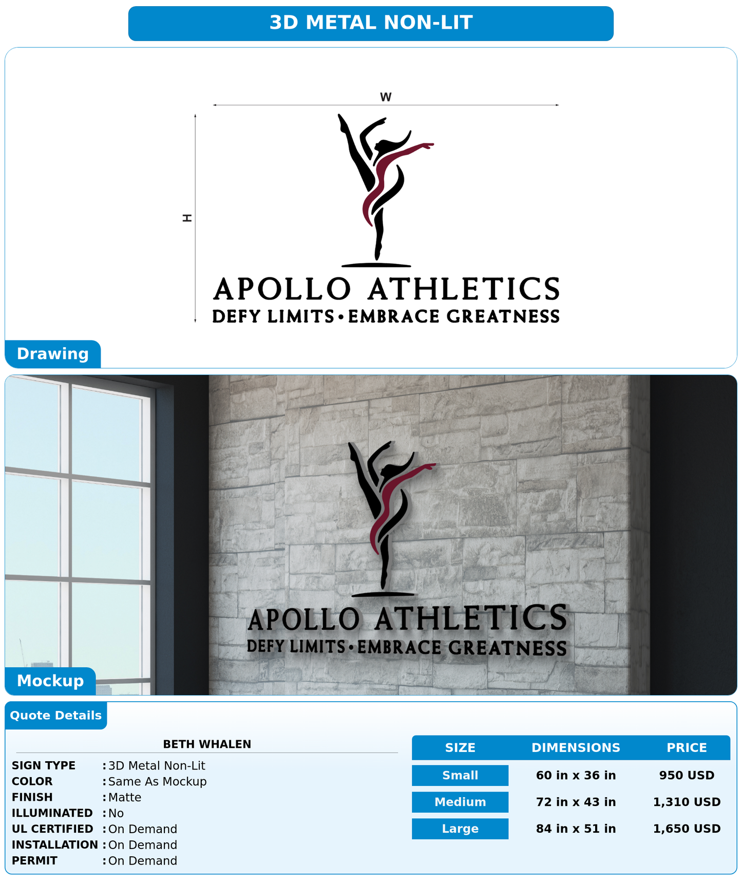 CUSTOM MOCKUP SIGN FOR Beth Whalen