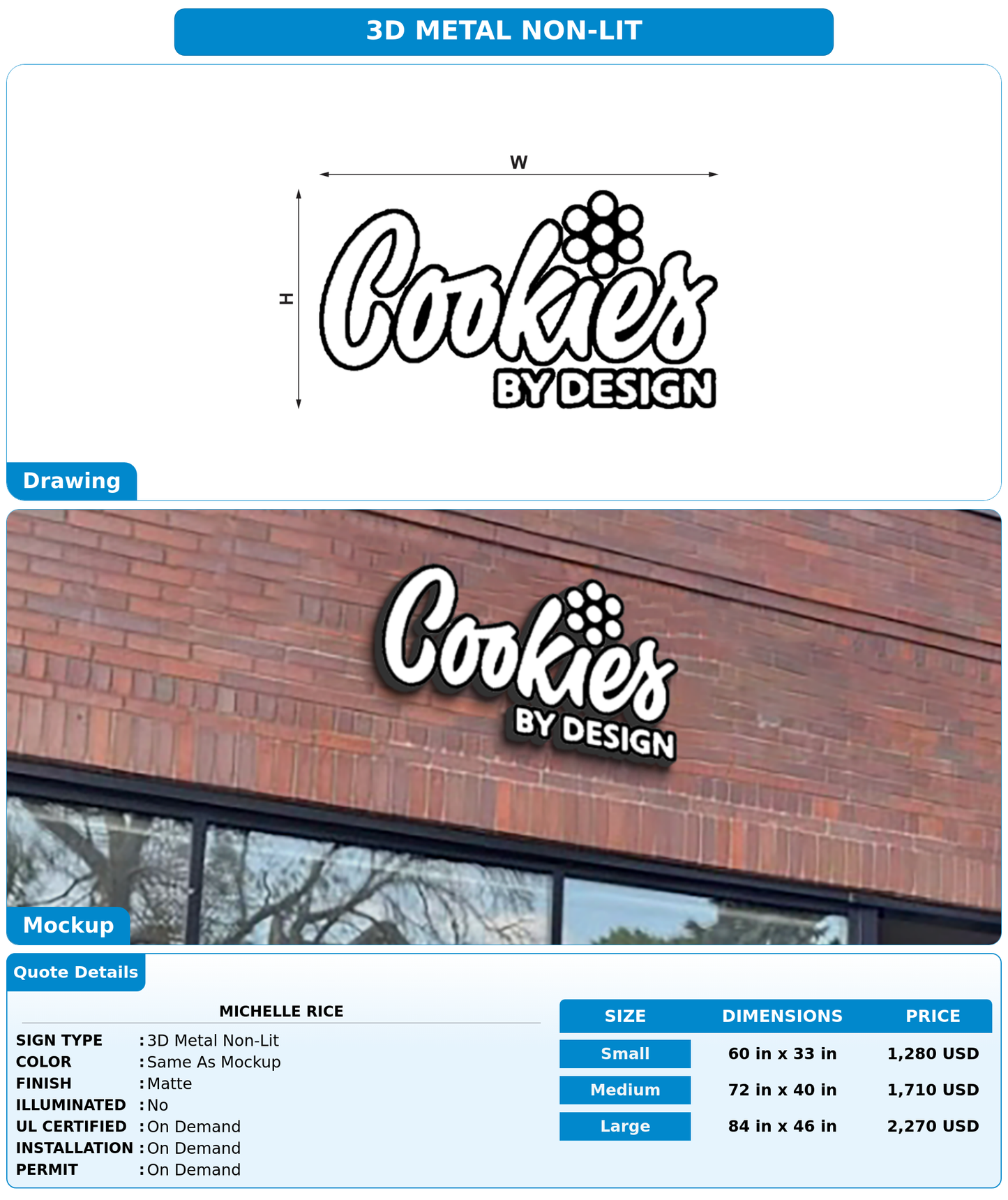 CUSTOM MOCKUP SIGN FOR Michelle rice