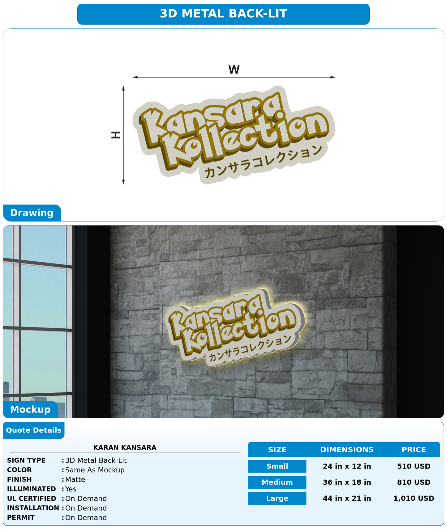 CUSTOM MOCKUP SIGN FOR KARAN KANSARA