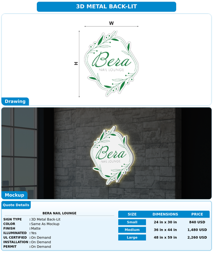 CUSTOM MOCKUP SIGN FOR bera nail lounge