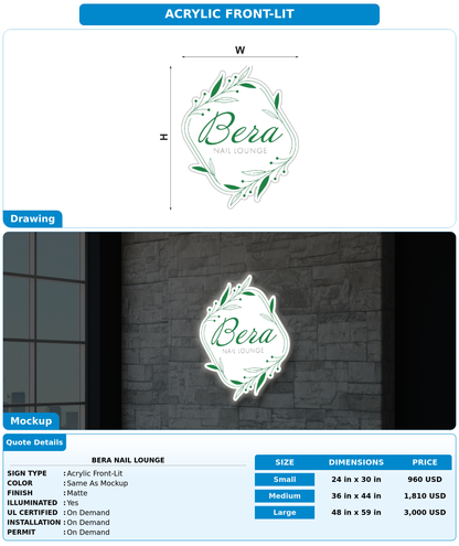 CUSTOM MOCKUP SIGN FOR bera nail lounge