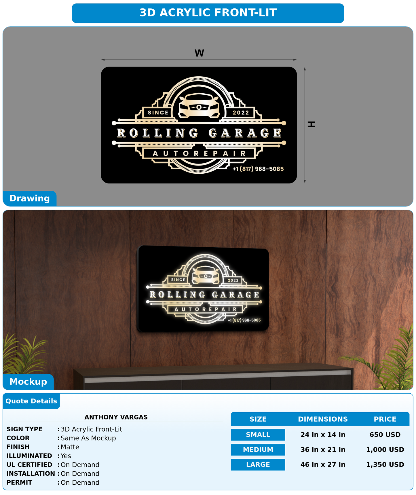 CUSTOM MOCKUP SIGN FOR Anthony vargas