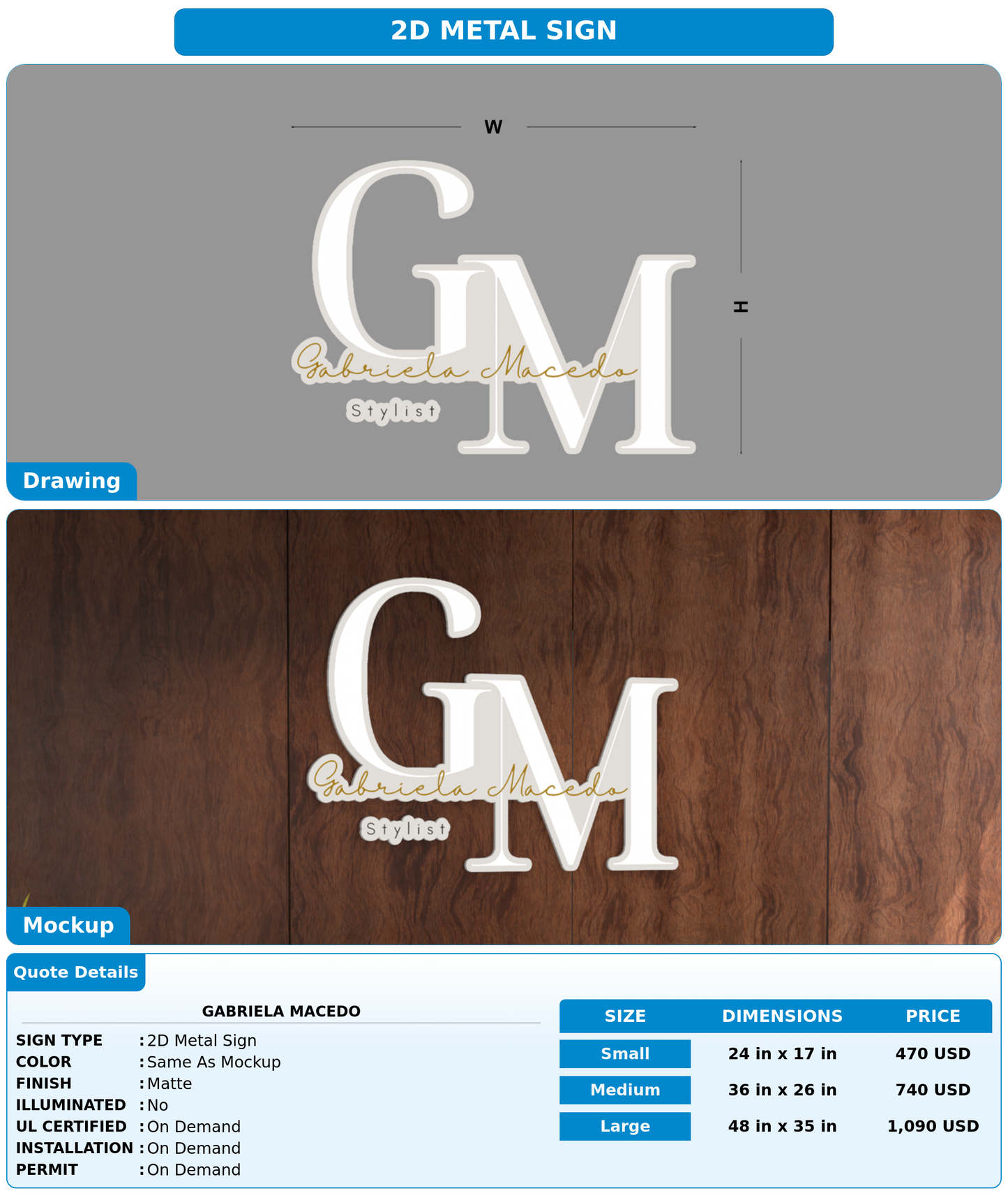 CUSTOM MOCKUP SIGN FOR Gabriela Macedo