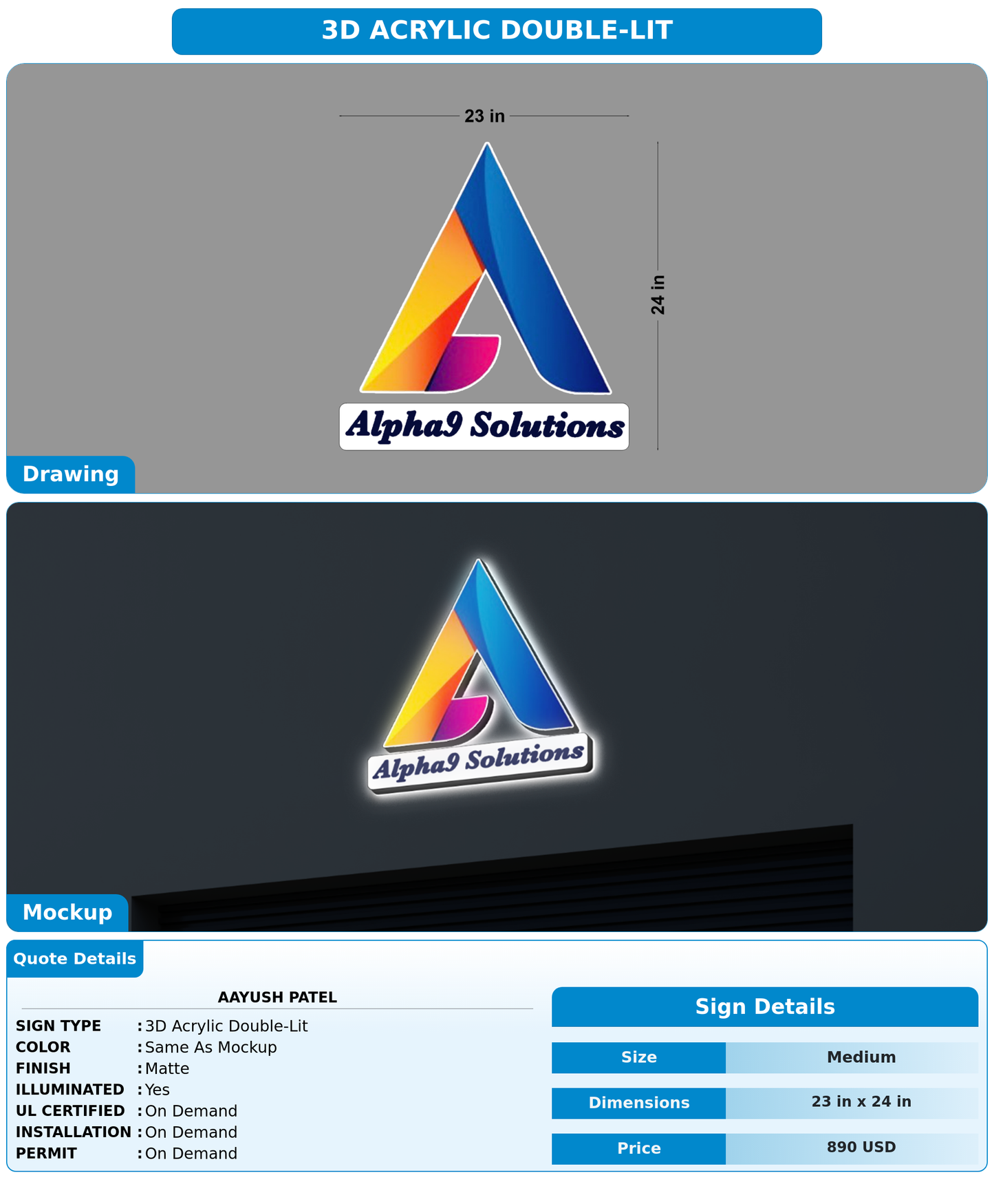 CUSTOM MOCKUP SIGN FOR Aayush Patel