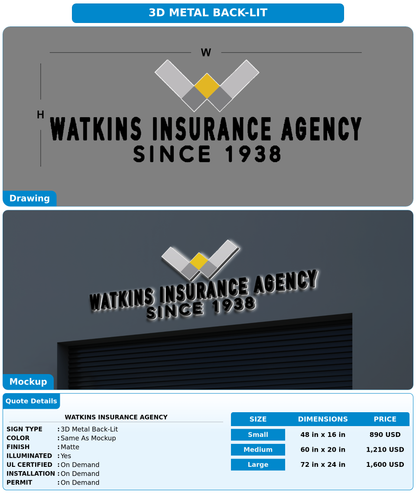 CUSTOM MOCKUP SIGN FOR Watkins Insurance Agency