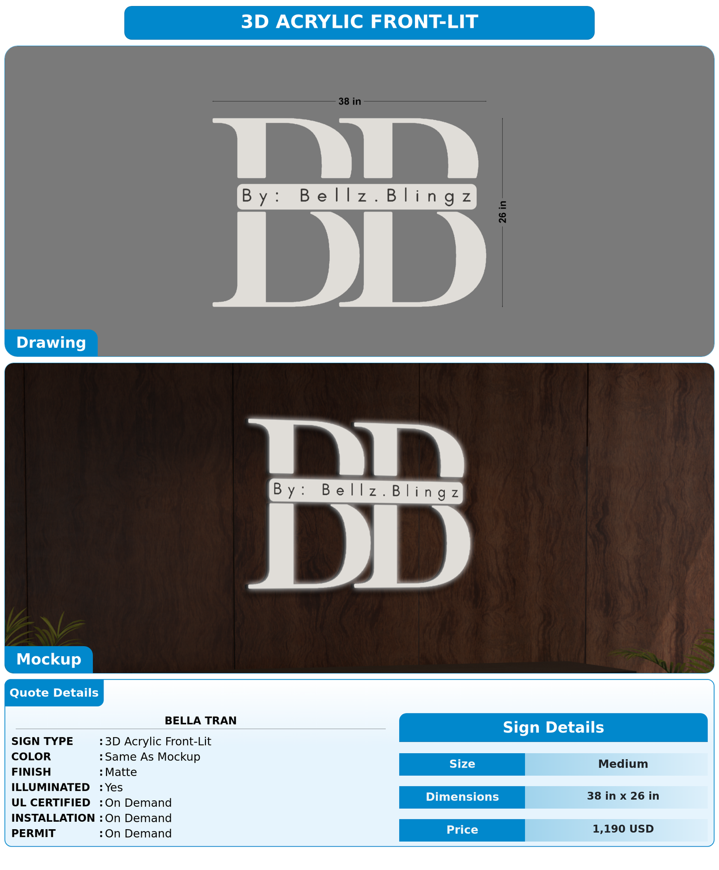 CUSTOM MOCKUP SIGN FOR Bella Tran