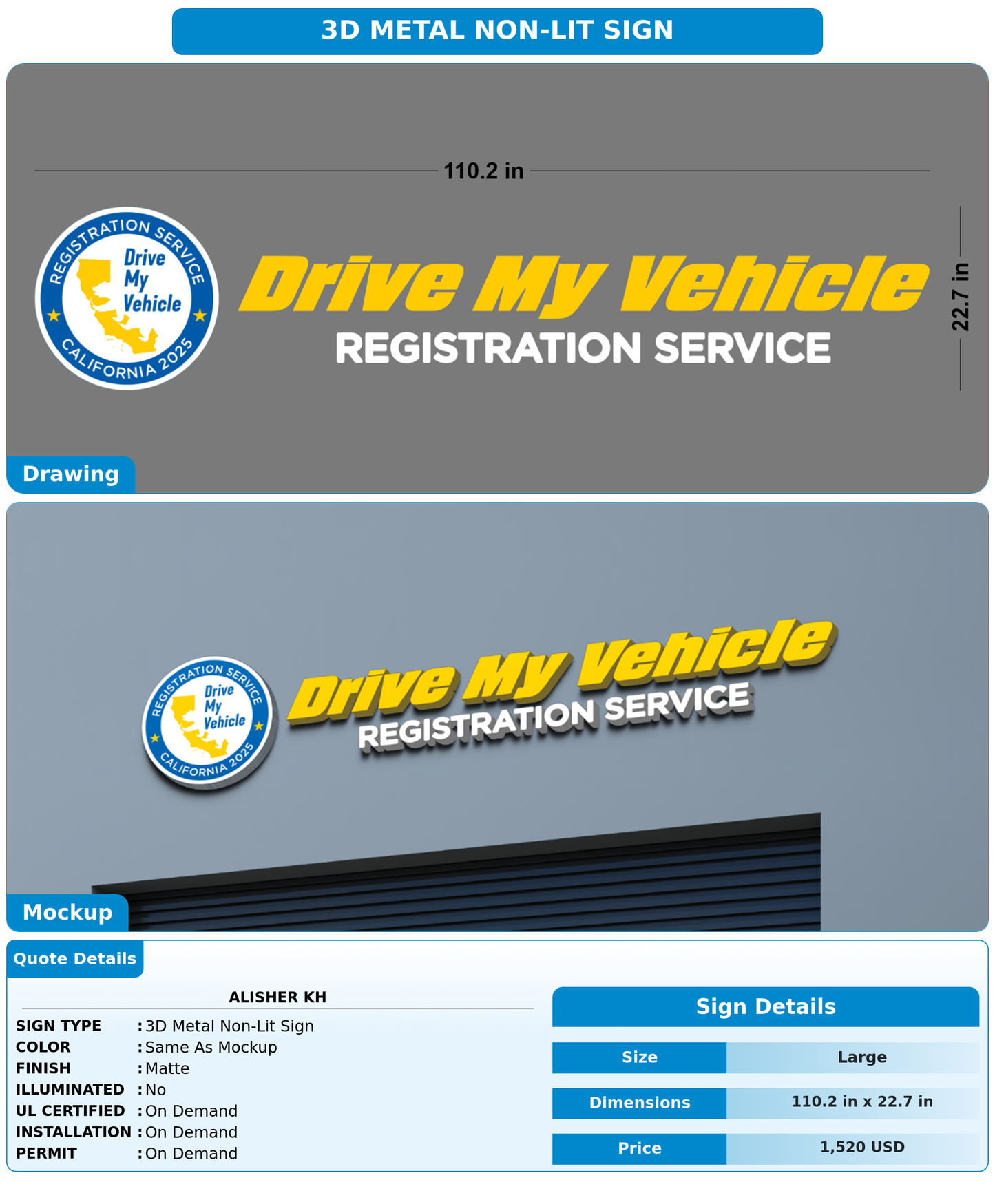 CUSTOM MOCKUP SIGN FOR Alisher Kh