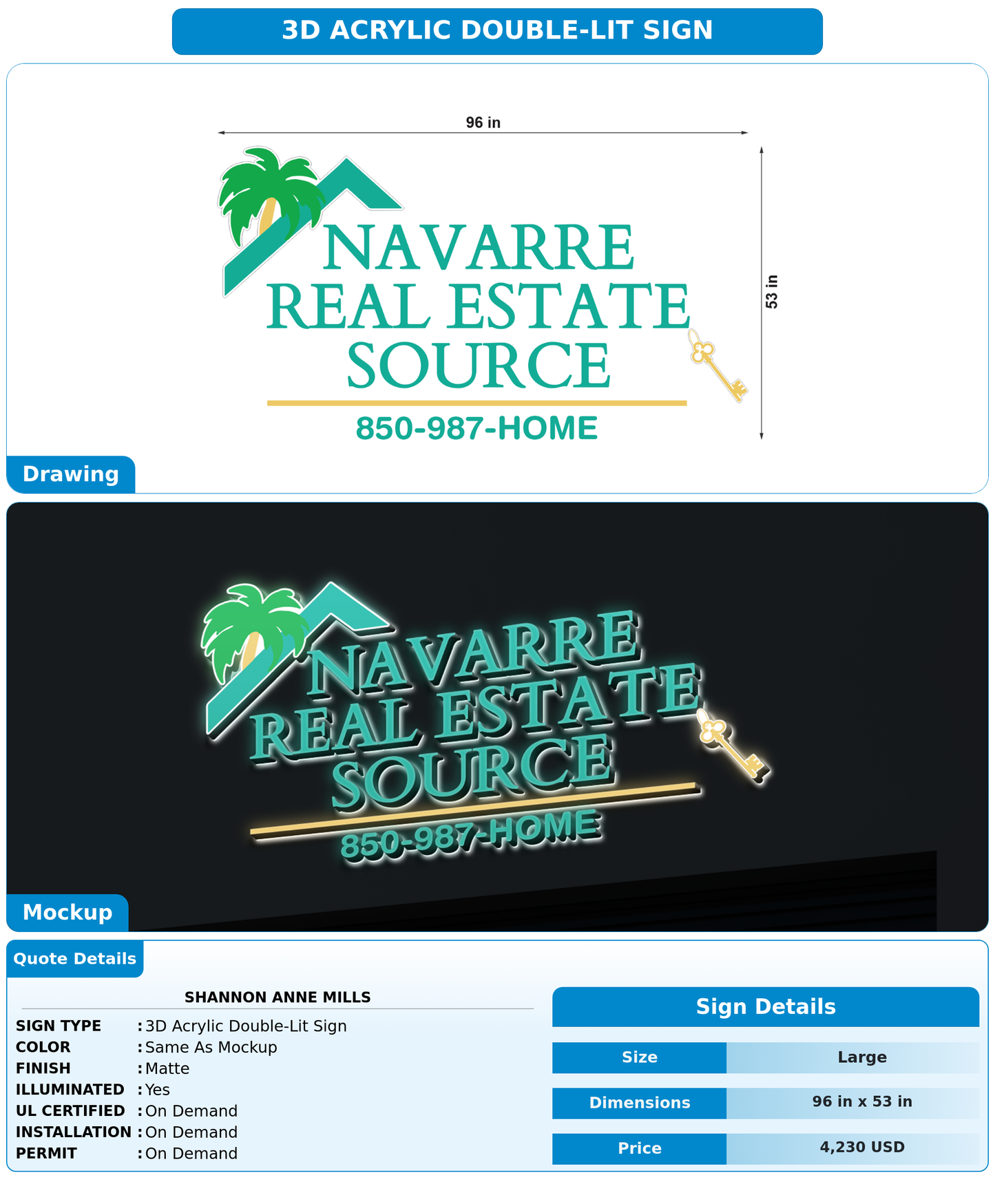 CUSTOM MOCKUP SIGN FOR Shannon Anne Mills