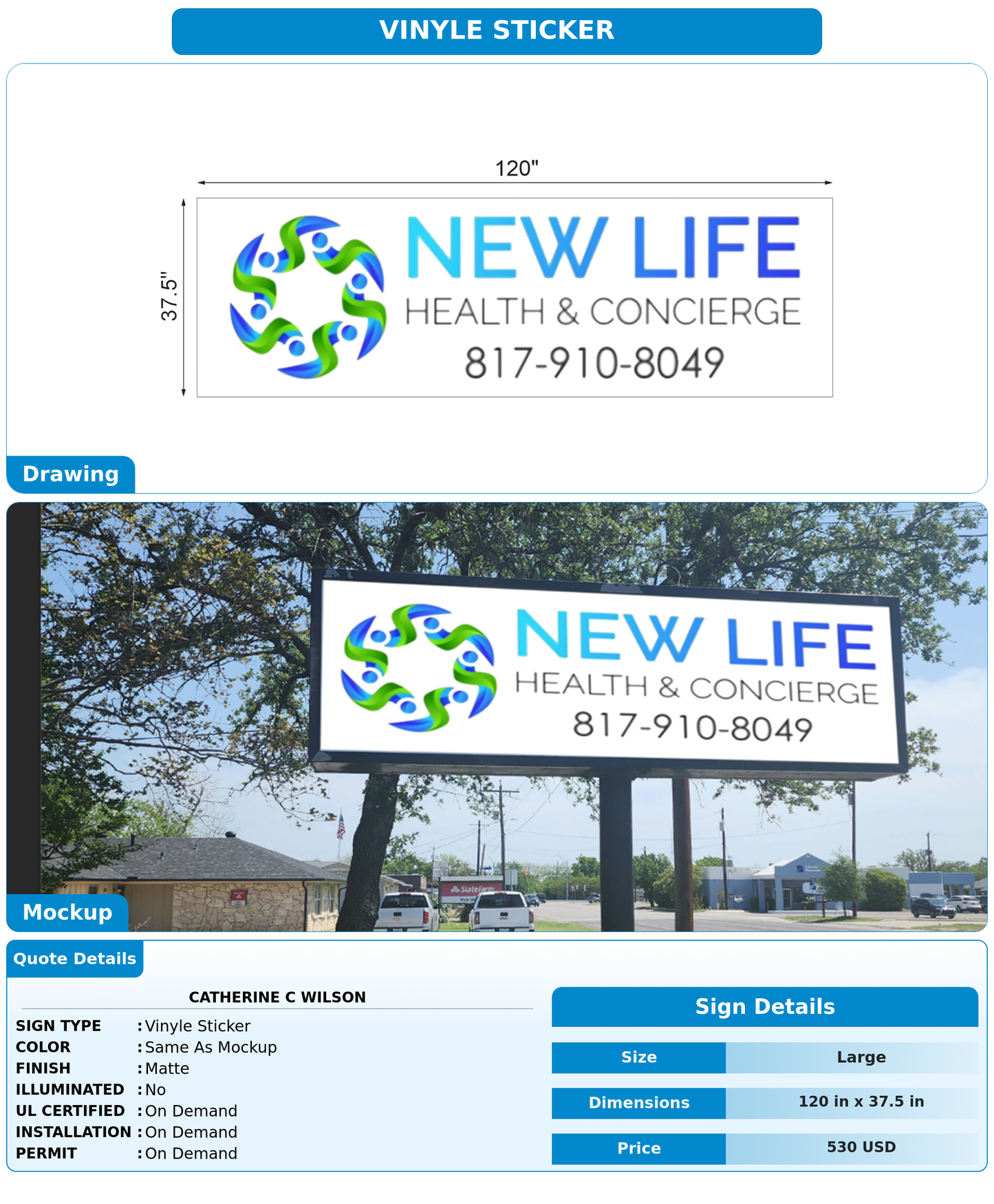 CUSTOM MOCKUP SIGN FOR Catherine C Wilson