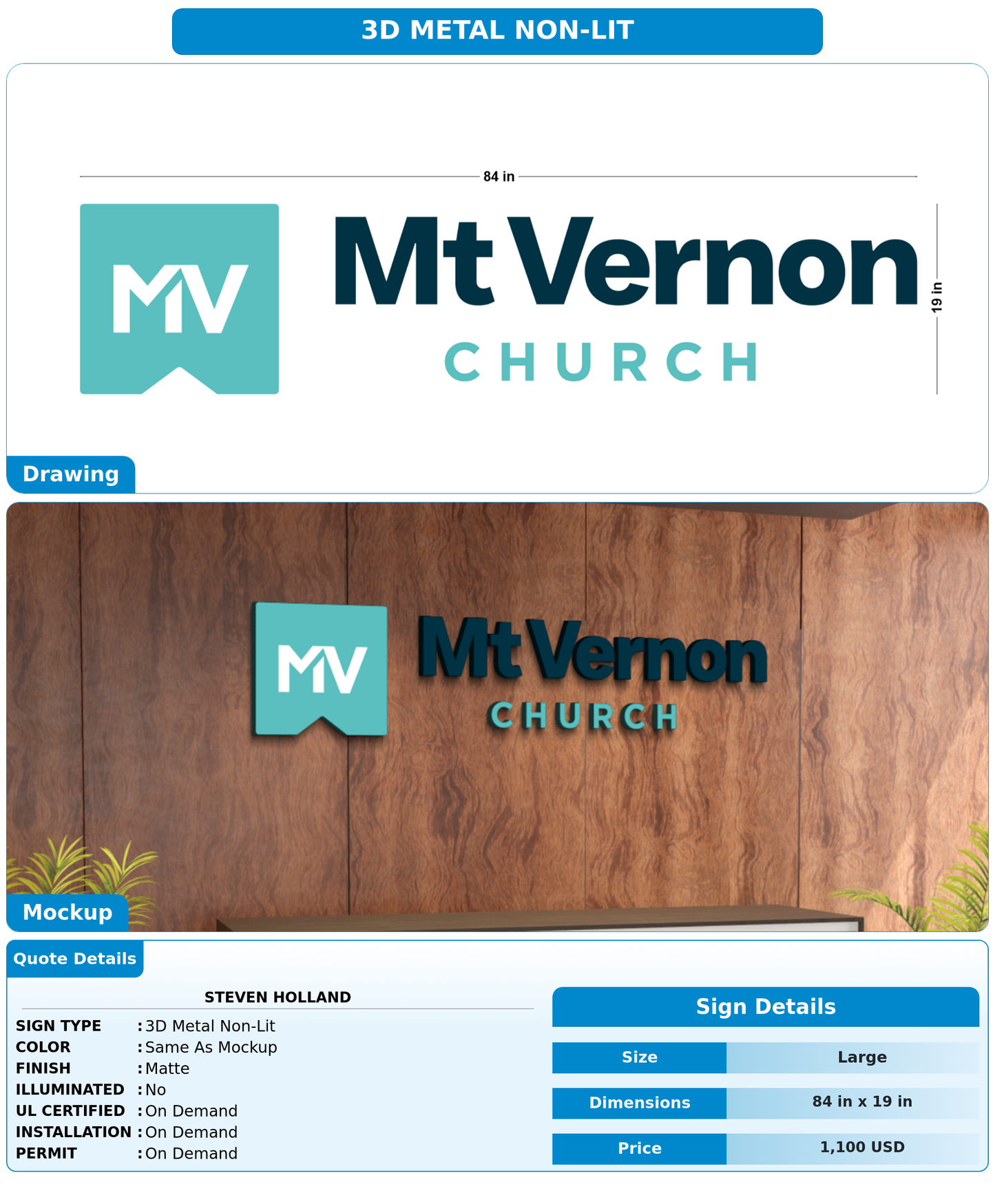 CUSTOM MOCKUP SIGN FOR Steven Holland