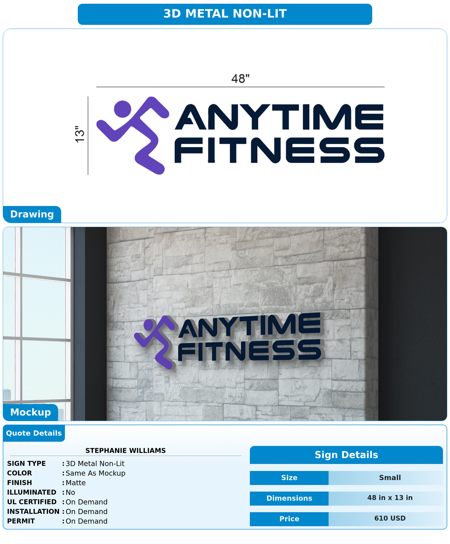 CUSTOM MOCKUP SIGN FOR Stephanie Williams