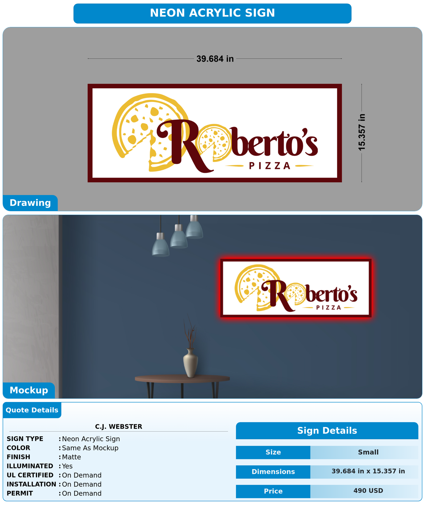 CUSTOM MOCKUP SIGN FOR C.J. Webster