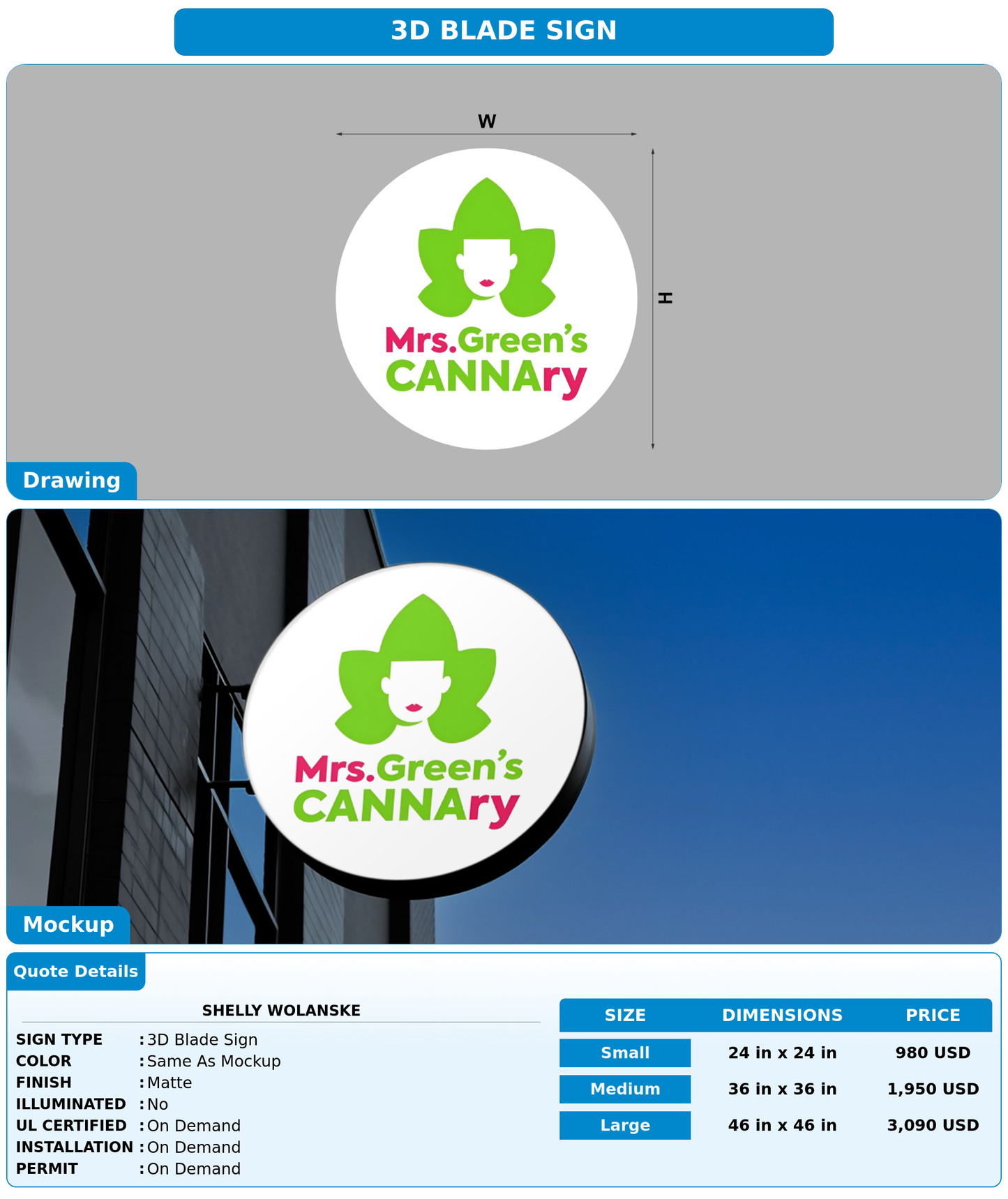CUSTOM MOCKUP SIGN FOR Shelly wolanske