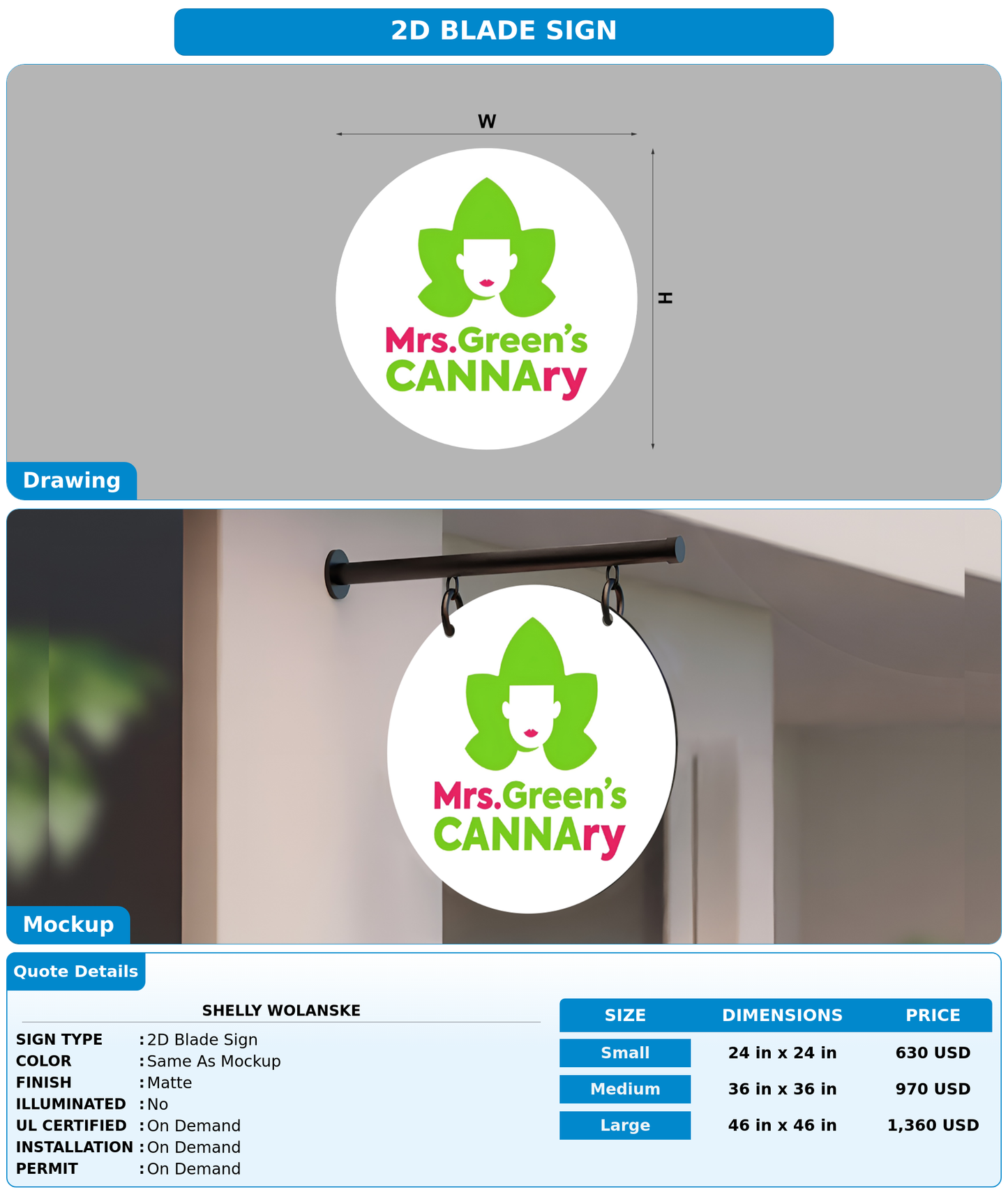 CUSTOM MOCKUP SIGN FOR Shelly wolanske