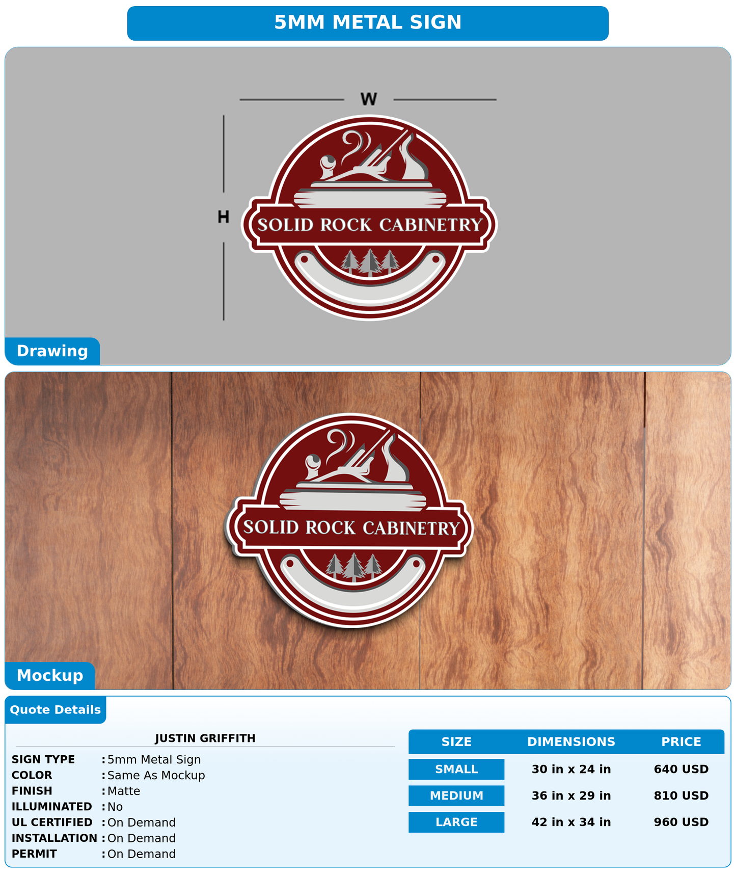 CUSTOM MOCKUP SIGN FOR Justin Griffith