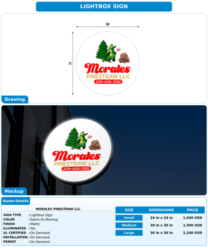 CUSTOM MOCKUP SIGN FOR Morales pinestraw LLC