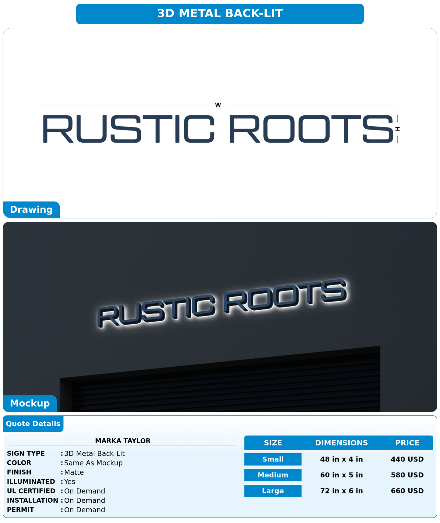 CUSTOM MOCKUP SIGN FOR Marka Taylor