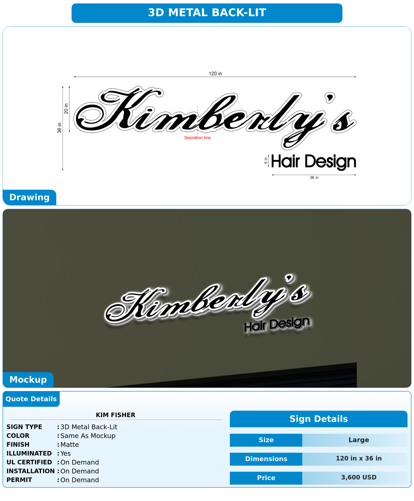 CUSTOM MOCKUP SIGN FOR Kim fisher