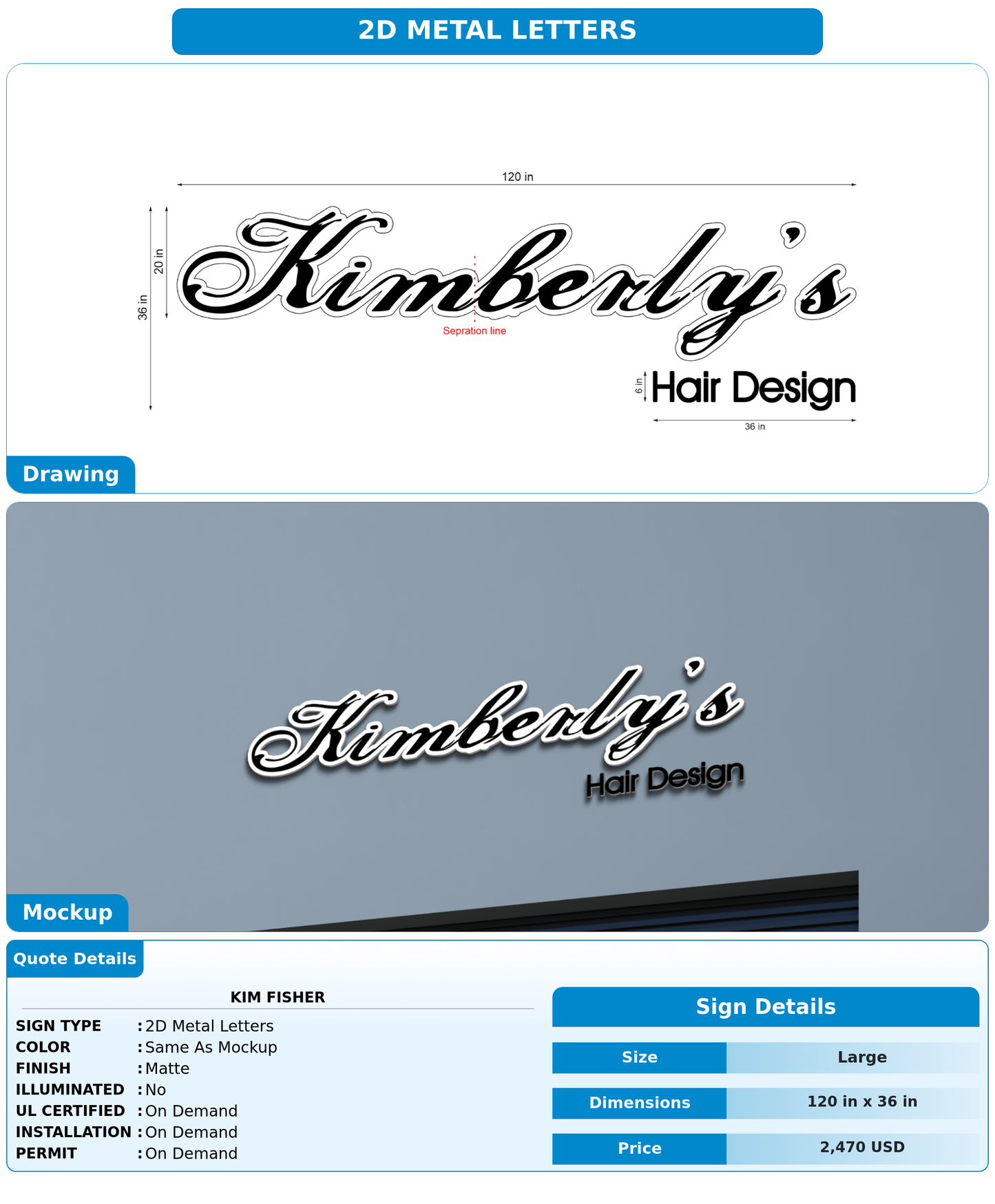 CUSTOM MOCKUP SIGN FOR Kim fisher