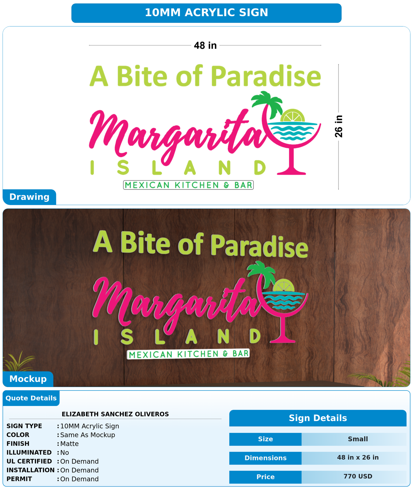 CUSTOM MOCKUP SIGN FOR Elizabeth Sanchez Oliveros