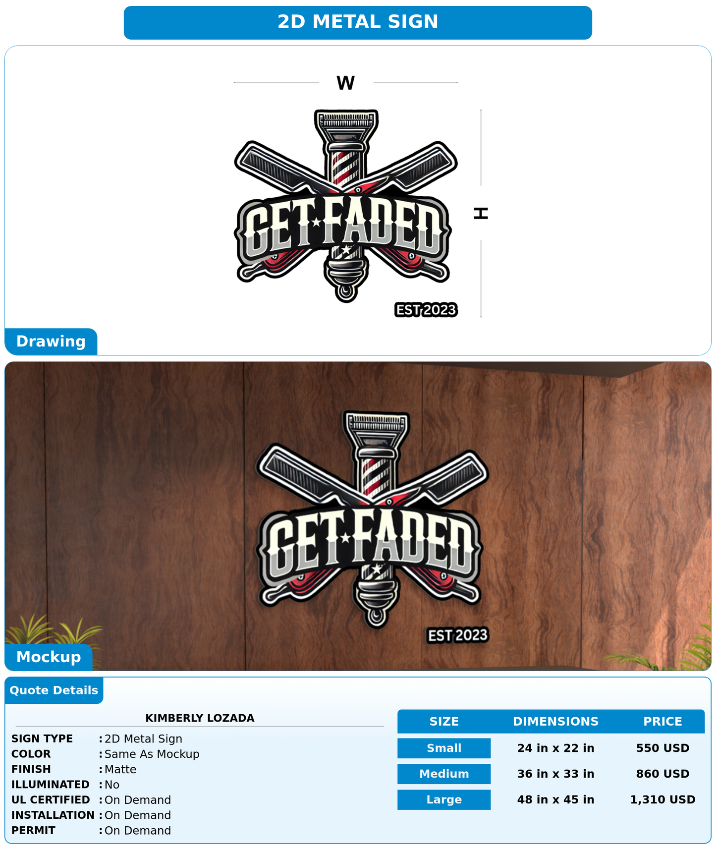 CUSTOM MOCKUP SIGN FOR Kimberly Lozada