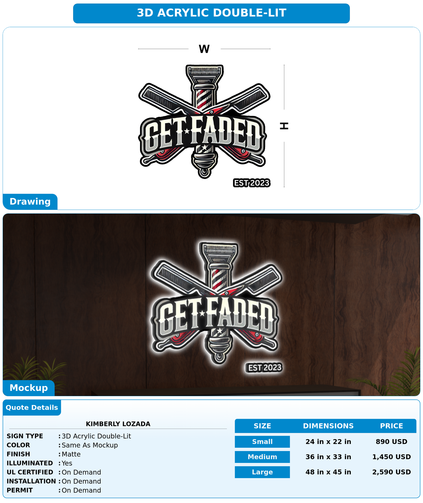 CUSTOM MOCKUP SIGN FOR Kimberly Lozada