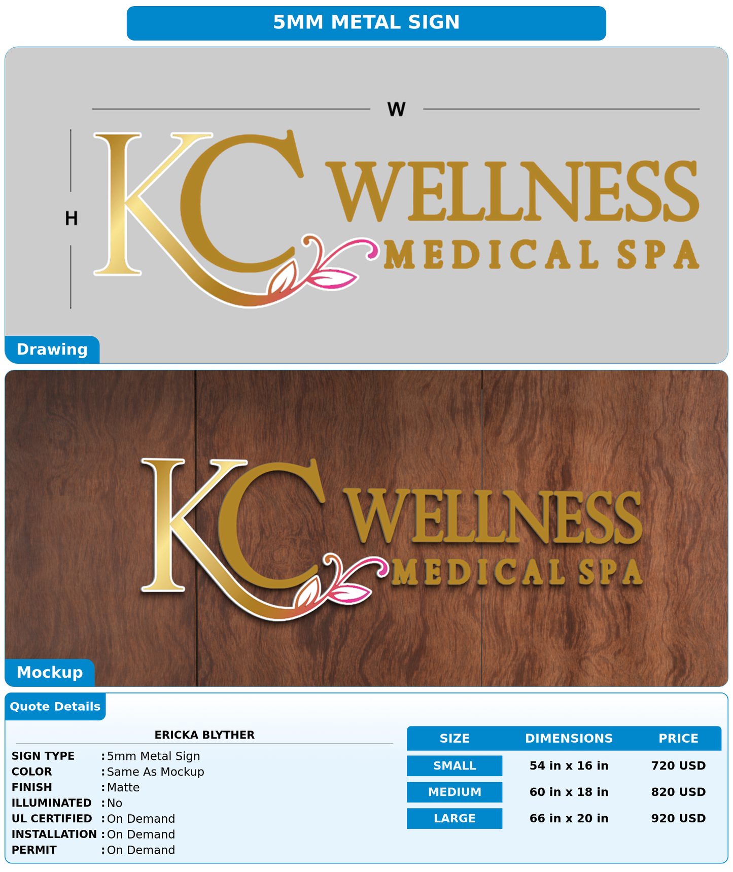 CUSTOM MOCKUP SIGN FOR Ericka Blyther