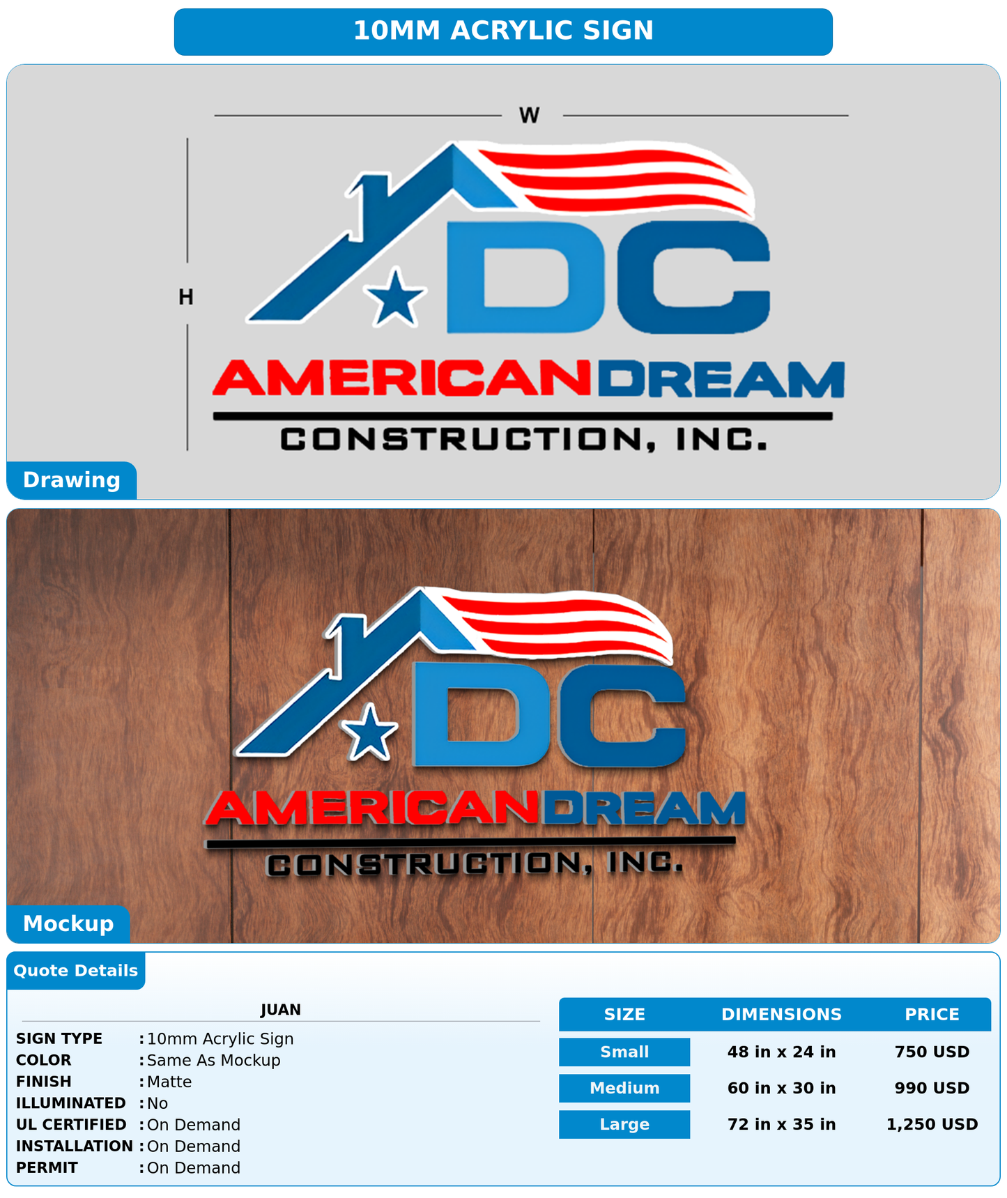 CUSTOM MOCKUP SIGN FOR Juan
