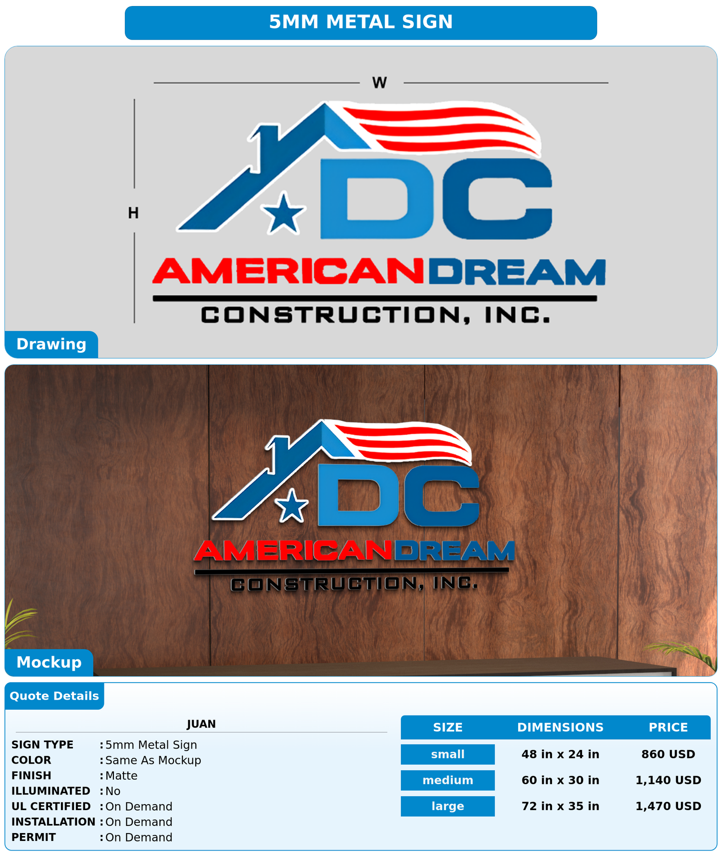 CUSTOM MOCKUP SIGN FOR Juan