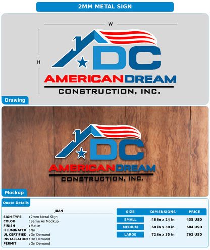 CUSTOM MOCKUP SIGN FOR Juan