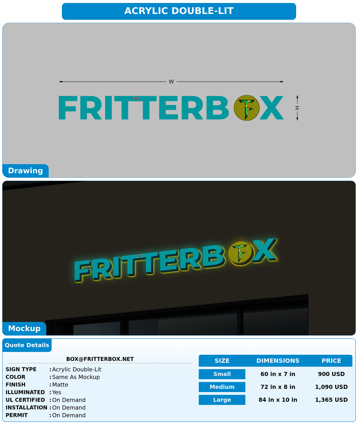 CUSTOM MOCKUP SIGN FOR box@fritterbox.net