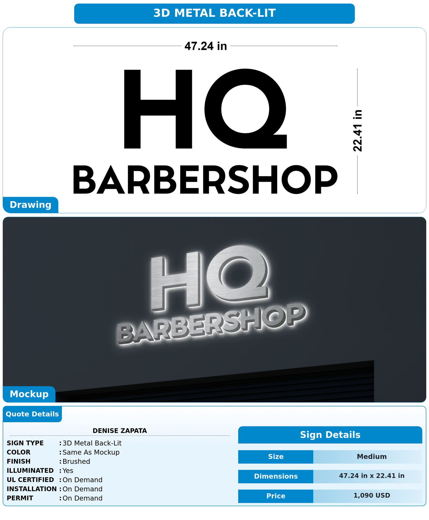 CUSTOM MOCKUP SIGN FOR Denise Zapata