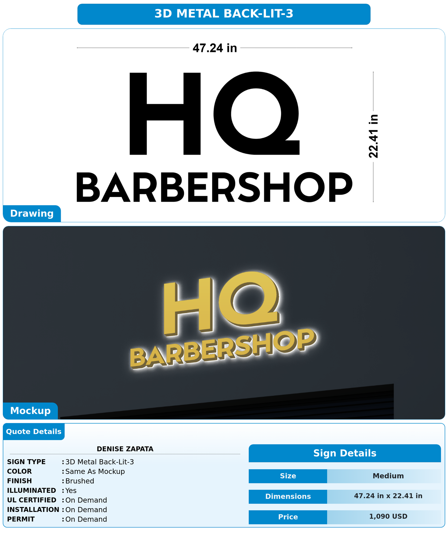 CUSTOM MOCKUP SIGN FOR Denise Zapata