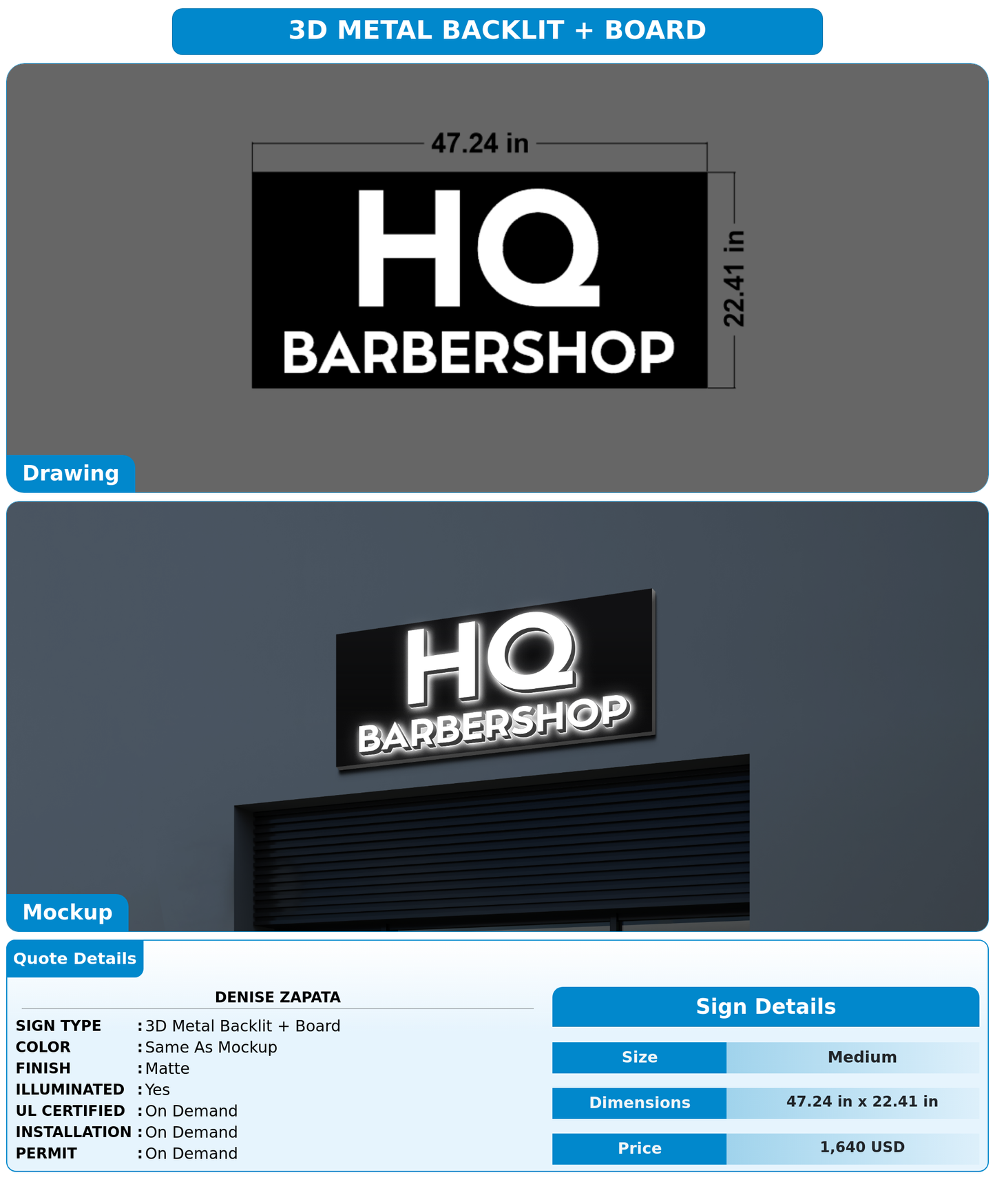 CUSTOM MOCKUP SIGN FOR Denise Zapata
